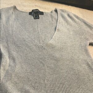 Forever 21 Ribbed V-Neck Sweater - Heather Gray